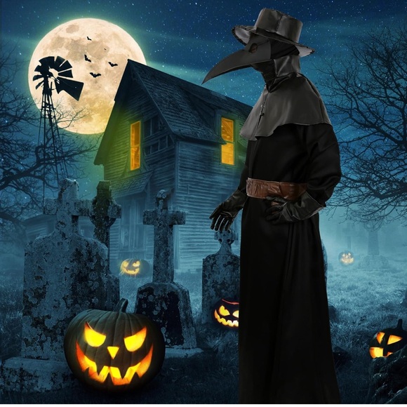 Mens Plague Doctor Costume - Black - Picture 1 of 8